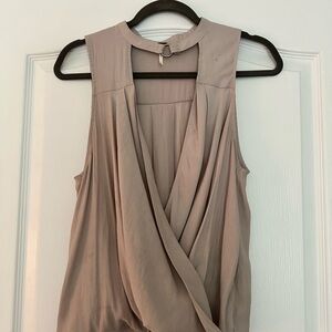Free People Sleeveless Drape Blouse - Taupe
